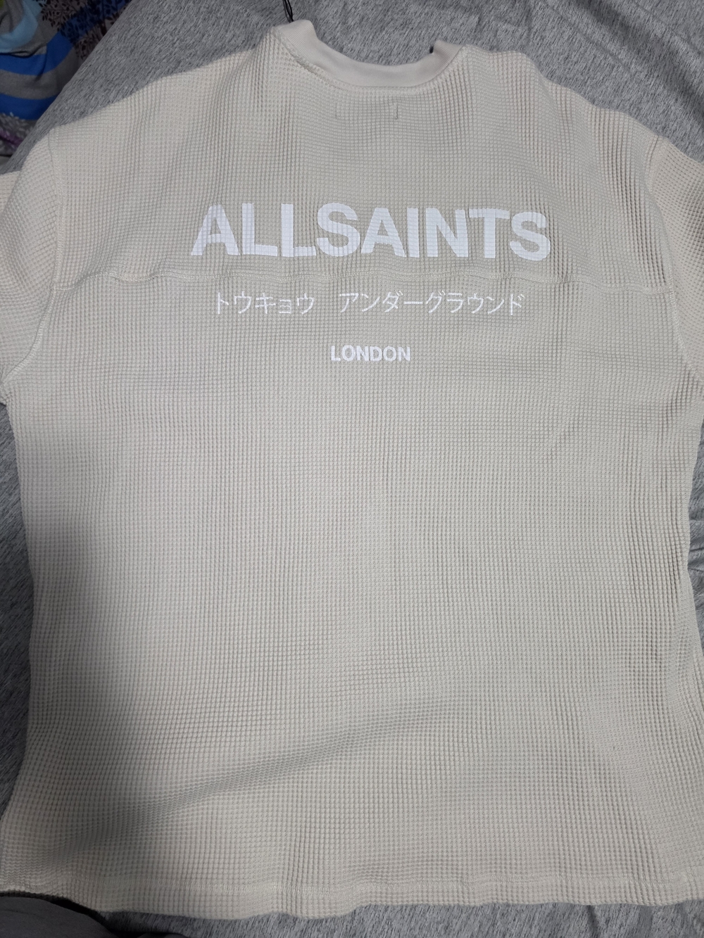 AllSaints Cream Waffle-Knit Crew Neck Top - Picture 4 of 8